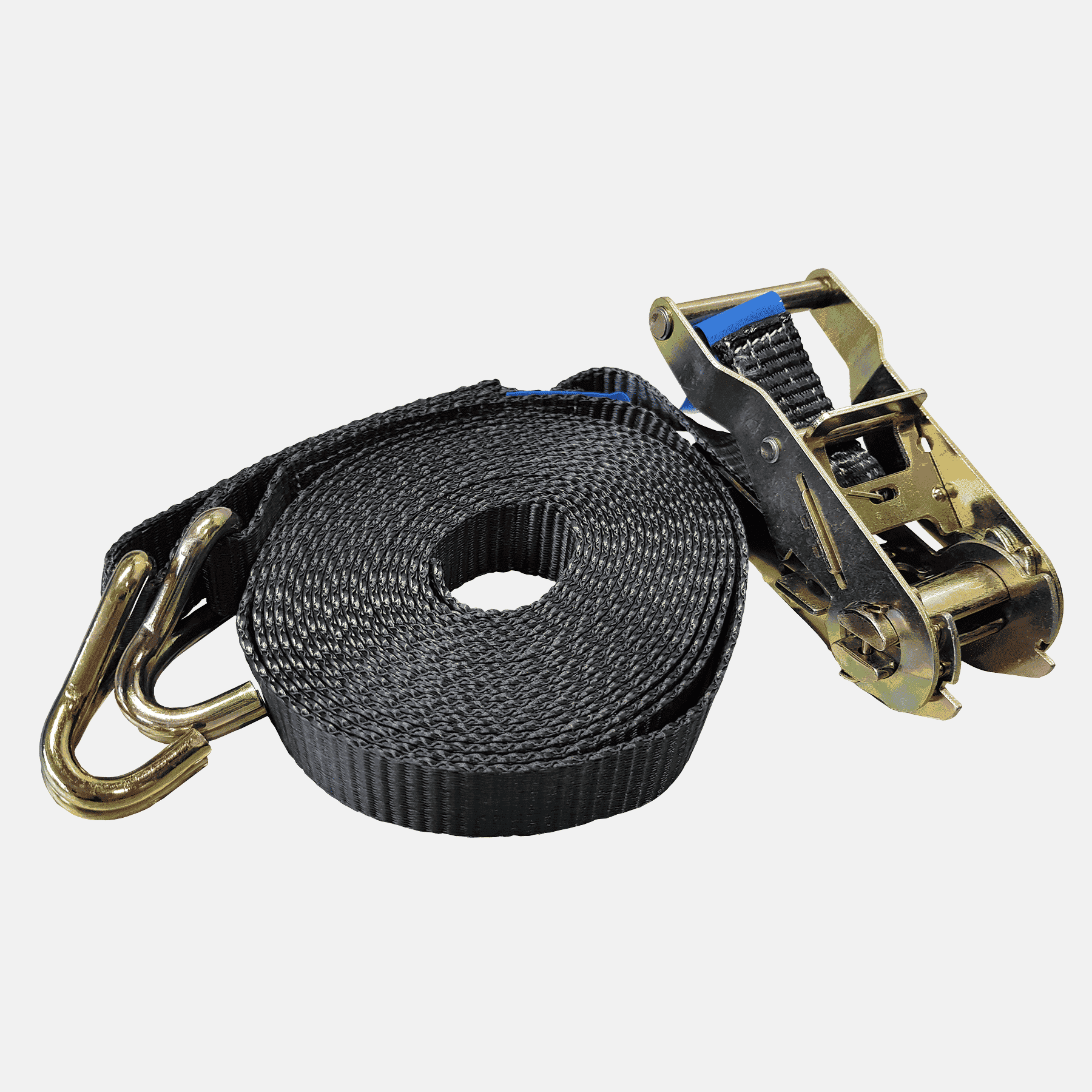 Ratchet strap with double hooks